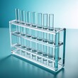 © jihyun - a rack of clear laboratory test tubes — dramatic three-quarter angle with soft shadow