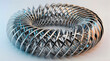 © J.M Store - Abstract metallic spiral torus ring shape with reflective chrome surface