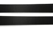 © miss irine - Two parallel black fabric straps lie horizontal on white background. Macro view of nylon webbing with ribbed texture pattern. Industrial synthetic material bands for backpacks bags climbing gear