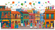 © Afi - Vibrant Indian Independence Day celebration with people flying kites in a colorful neighborhood.