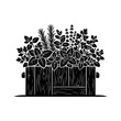 © Md CF ID #17860857 - Wooden planter box overflowing with lush greenery silhouette illustration