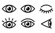 © MOST. MOHIMA - Set of simple black and white eye icons representing different expressions and viewing angles