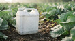© Nusrat - White plastic jerrycan placed in vegetable garden among green cabbages with jerrycan container agriculture vegetable canister cultivation pollution environment