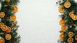 © Yuliia - Dried orange slices and evergreen branches with red berries arranged on white background, ideal for holiday and seasonal design projects.