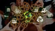 © InfiniteFlow - A group of diverse hands comes together, holding gears adorned with icons representing environmental, social, and governance principles, showcasing collaboration for a sustainable future. Raster