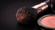 © sparikum - Elegant makeup brush with sparkling powder and rose blush palette