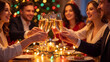 © Maog - Group of elegant friends toasting with champagne at a festive holiday dinner party