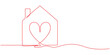 © SREESADHIN - Heart inside house continuous one line drawing vector, love house minimal outline design, Continuous one line drawing Continuous line drawing, home and heart connection, love house symbol, real estate