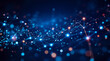 © Nititorn - Abstract glowing network of connected dots and lines over deep navy blue gradient, data technology concept background