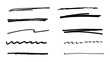 © MadhobiRani - Set of hand-drawn black ink lines, scribbles, and underline strokes on a plain white background