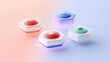 © kanesuan - Modern colorful toggle switches with glowing effects on smooth pastel background