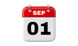 © Atika - 1st September 3D Calendar Icon PNG, Realistic Monthly Calendar, Desk Calendar