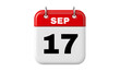 © Atika - 17 September 3D Calendar Icon PNG, Realistic Monthly Calendar, Desk Calendar