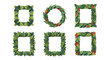 © kageyama - leaf frames on white for decoration creating borders with vibrant colors plain background for social media