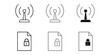 ©  top vector icon - Wi-fi and secure file icons set with signal strength variations isolated on transparent background, Vector