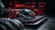 © LA Stock Vision - Cybersecurity concept featuring a robotic hand and digital warnings for data protection.