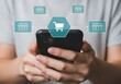 © lisha - Person using a smartphone to manage online shopping and e-commerce retail store connections
