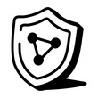 © Vectors Market - Hand-drawn shield with connected nodes representing network protection.