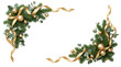 © MDMEHADI - Christmas frame with green pine branches and gold ornaments isolated on transparent background
