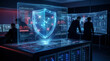 © jasjussegar - Futuristic AI cyber defense system displays threat detected and firewall active