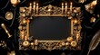 © Ranaafra - Luxury Halloween invitation frame. Elegant gold border with skulls and pumpkins.