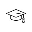 © nining - Graduation hat thin line vector icon.