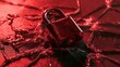 © 69 - Close-up of metal lock resting on shattered glass with red lighting symbolizing broken security and vulnerability in digital protection and safety concepts