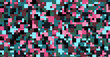 © LPhotoworks - Colorful digital pixel camouflage background pattern with random geometric squares in pink, teal, and dark shades