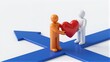 © YiuCheung - Two figures share a heart at a crossroads, symbolizing compassion and choice.