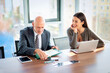 © gzorgz - Two mid-aged business people working together on a laptop in a modern office