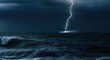 © Alfais - Violent storm unleashes intense lightning strike over turbulent ocean waves