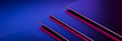 © MIS - Minimalist composition of three overlapping blue panels with glowing red side lighting minimalist background geometric abstract perspective structure composition contrast parallel backdrop
