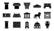 © apps - Architecture and history design icons with column, lion and temple for infographic design in solid glyph style