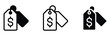 © Prime Stocks - WebPrice tag vector icon set, dollar sale label symbol for shopping discount commercial promotion market retail store offer special deal voucher ticket cost coupon expense merchandise product buying,