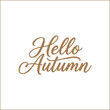 © PSR Studio - Elegant hello autumn hand lettering typography design in gold foil texture on a clean white background