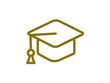 © Sufia - Gold graduation cap icon with tassel vector illustration