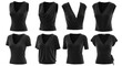 © kuuro - various styles of black womens tops displayed on a white background likely for fashion or e commerce use
