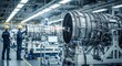 © DigitalSpace - Jet engine testing bays adjacent to the assembly line where engines undergo preliminary functional inspections prior to final installation on aircraft.