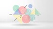 © MDKAWSAR - Colorful overlapping geometric shapes with shadows on light background, abstract minimalist design