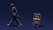 © BlackBridge Media - Man Pulling Slot Machine Symbolizing Gambling Addiction and Burden