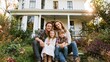 © Zunaira - Family poses together in front of their classic white house to celebrate the warm memories of a beautiful afternoon at home.