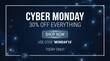 © Creatives - Cyber Monday Cyber Monday sale banner with digital network background 30 percent off promotion concept featuring shop now button and promo code