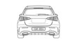 © Ndog - Automotive line art illustration, rear view