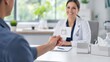 © ArtSync Studio - Patient Holding Appointment Card During Consultation with Female Doctor in Medical Office