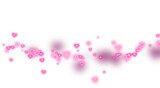Neon hearts in a scattered arrangement glowing pink and magenta on transparent background heart love
