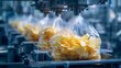 © Suger Bloom - Industrial food processing line filling clear plastic bags with golden potato chips