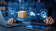 © Yurii Semonov - E-Commerce Order Fulfillment Dashboard with Parcel Delivery Process HUD
