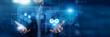 © FutureLogic Studio - DevOps engineer holding in hands deployment scripts. Systems specialist using virtual screen orchestrating continuous integration pipelines and cloud infrastructure nodes. Agile operations.