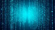 © BrilliantPixels - Blue digital matrix background with cascading binary code and data streams.