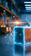 © Audrey - The digital connection and the network for a gleaming delivery package in a warehouse